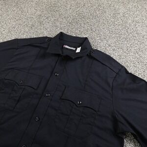 Blauer Shirt Mens L Dark Navy Blue Short Sleeve Police Uniform Button Up Work